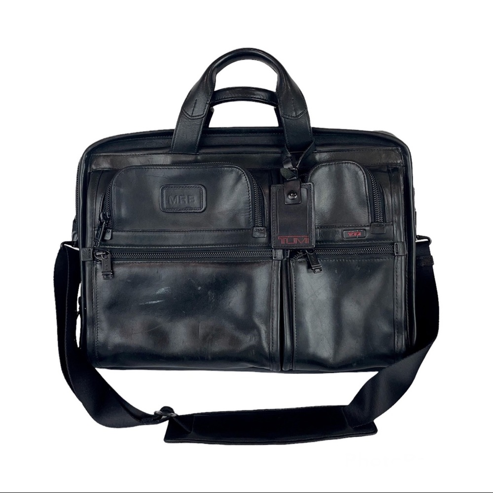 TUMI Black Leather Alpha Briefcase